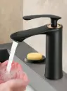 Robinets De Lavabo Doré Noir Mitigeur À Levier Unique Robinets Chauds Et Froids